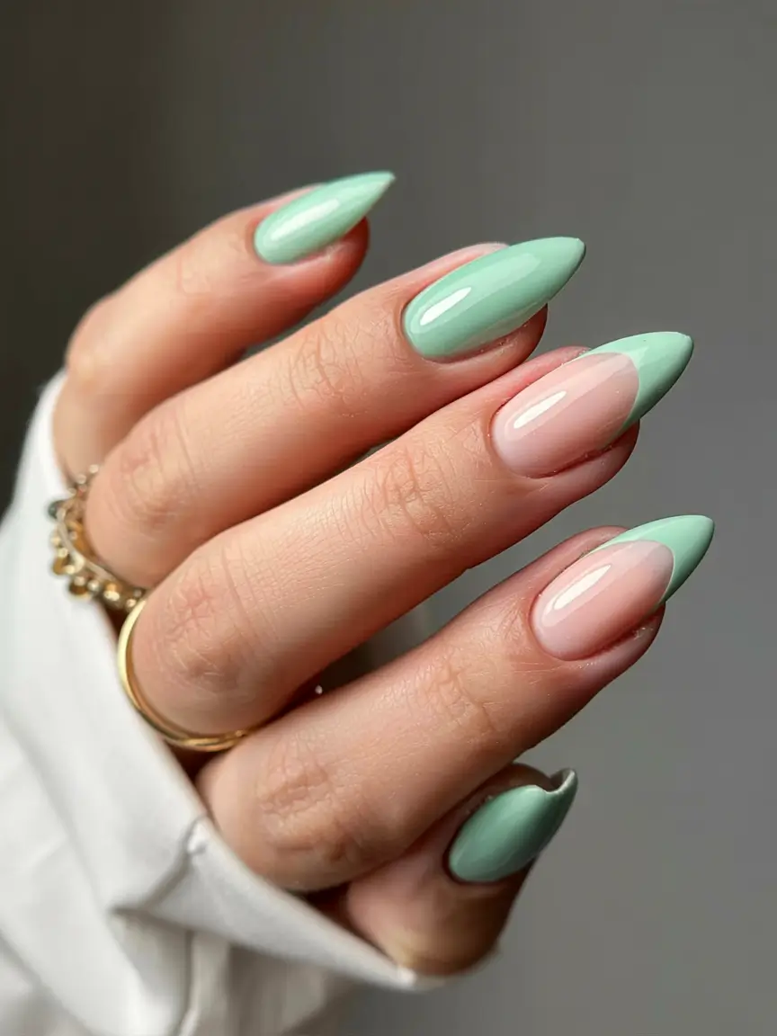 pastel fall nails ideas 2025 Mint Green Minimalism