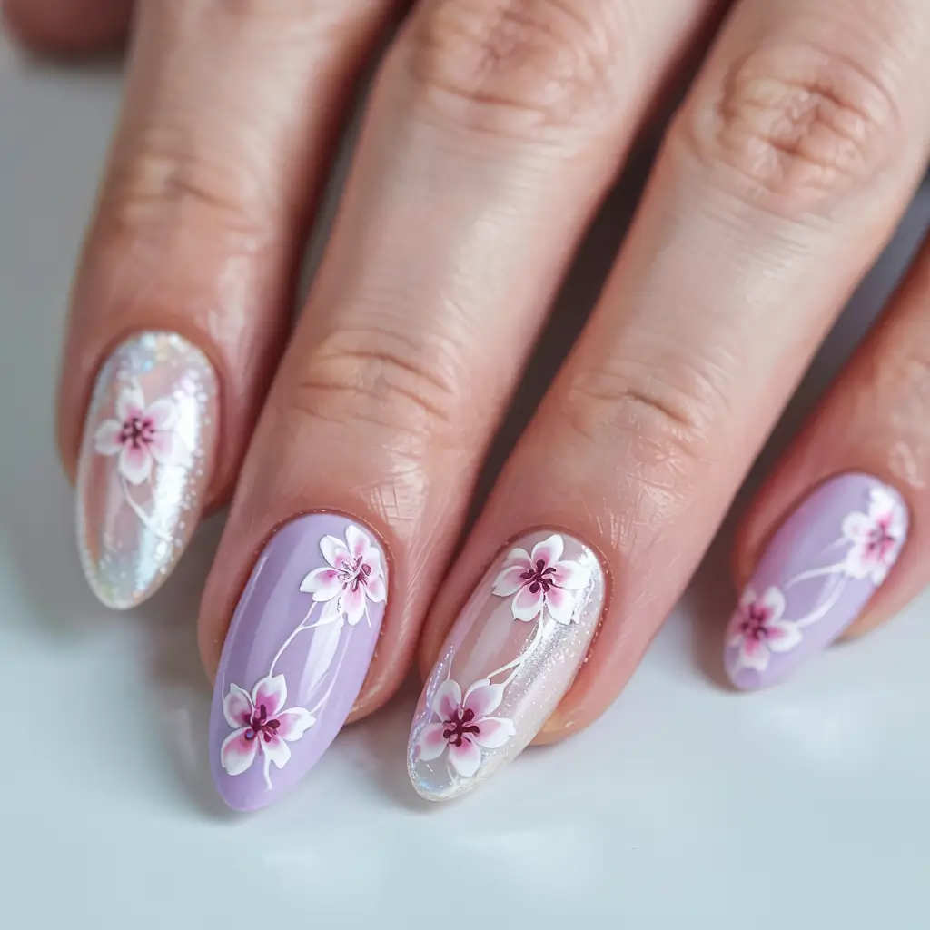 pastel fall nails ideas 2025 Lavender Petal Elegance