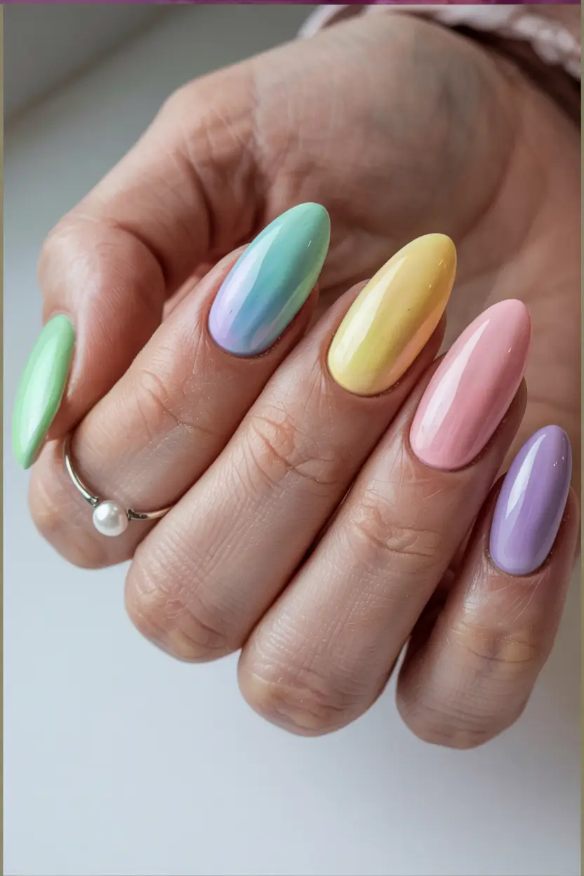 pastel fall nails ideas 2025 Rainbow Pastel Spectrum