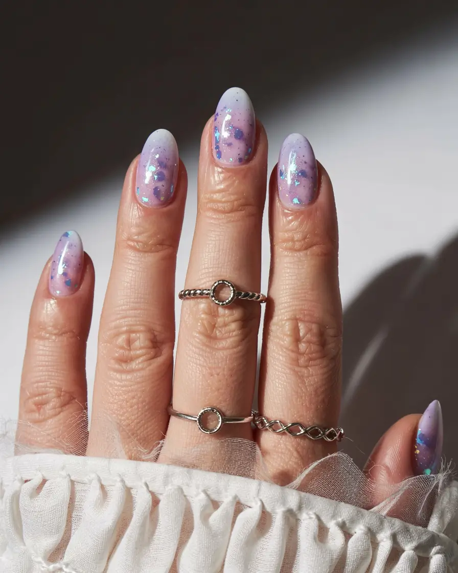 pastel fall nails ideas 2025 Shimmering Twilight Ombre