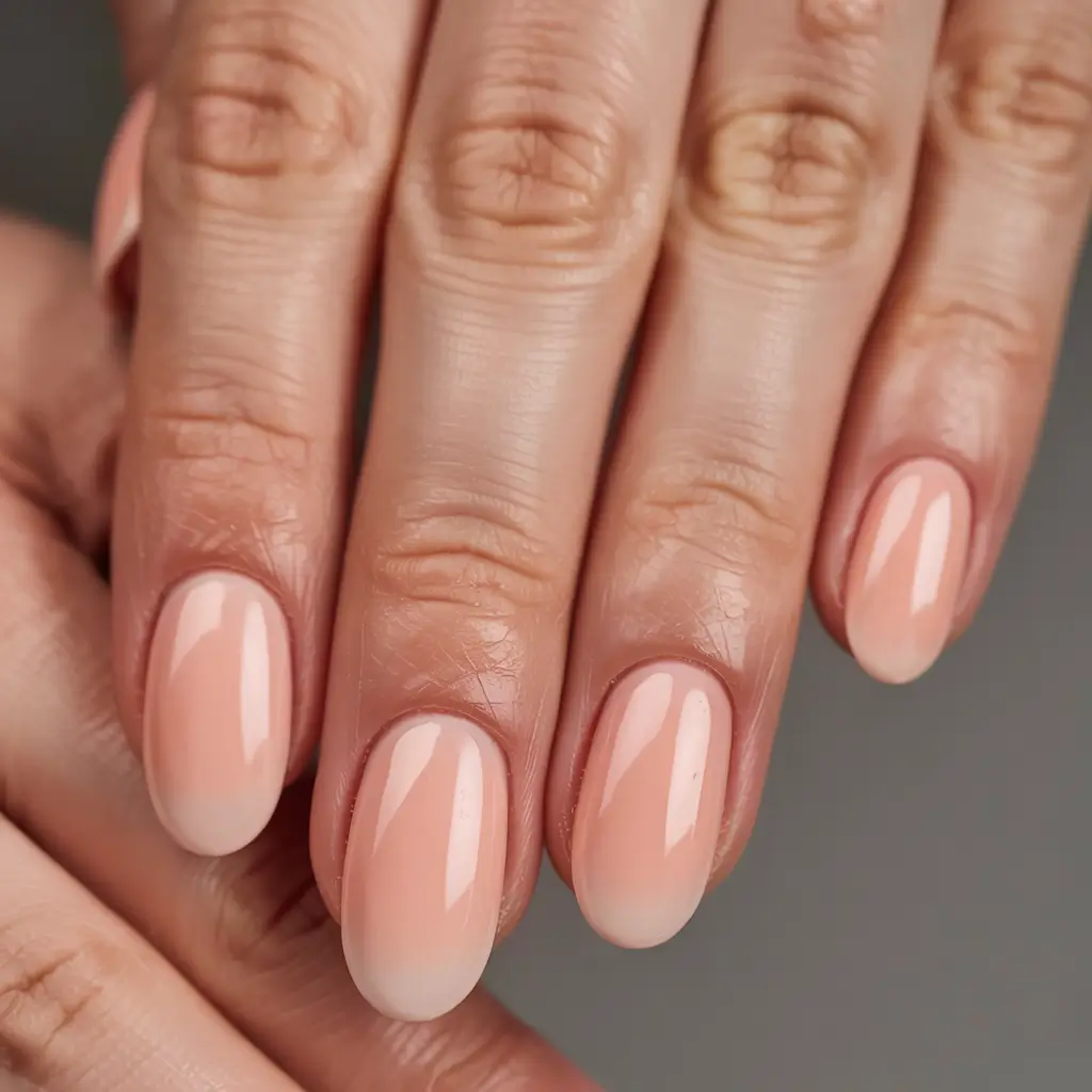 pastel fall nails ideas 2025 Peach Nude Perfection
