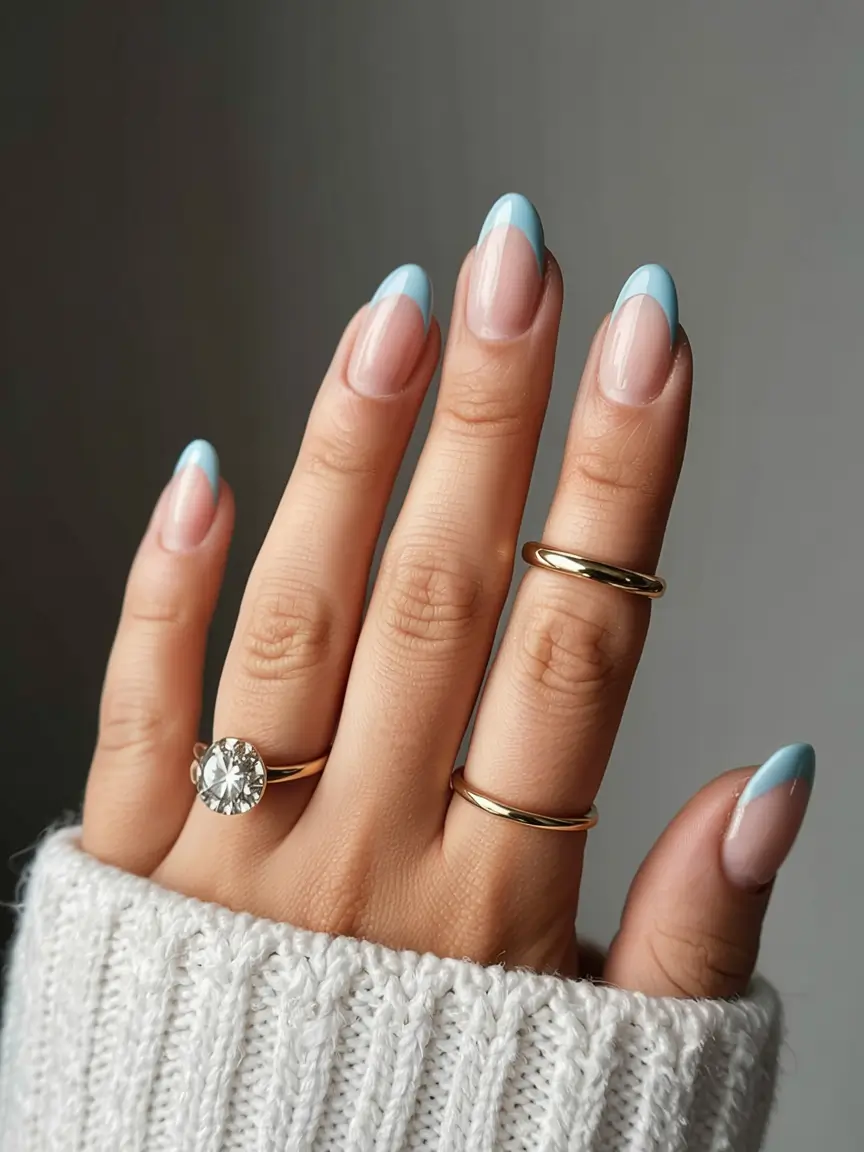 pastel fall nails ideas 2025 Powder Blue French Twist