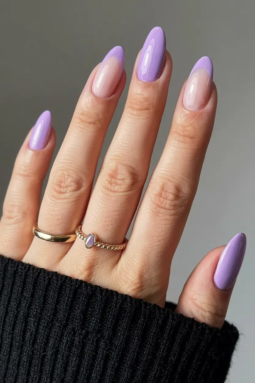 pastel fall nails ideas 2025 Soft Lavender Gradient