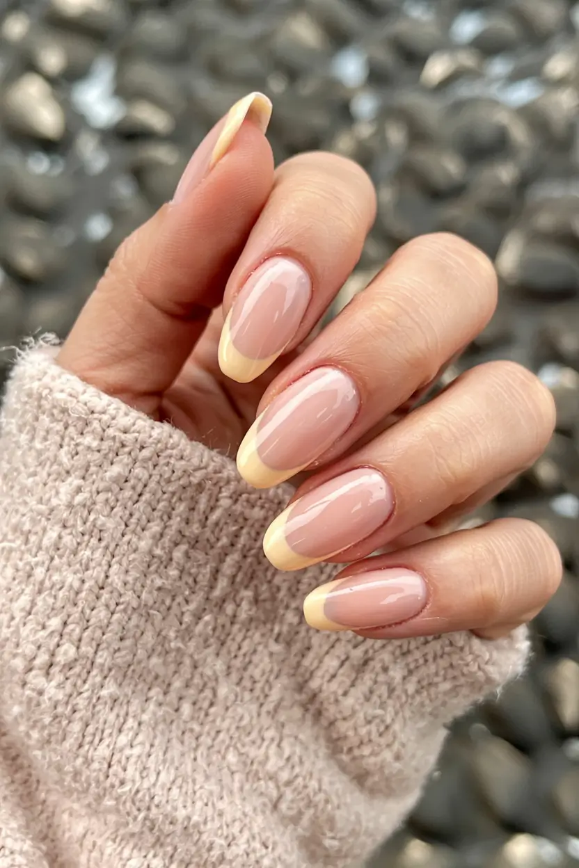 pastel fall nails ideas 2025 Soft Butter French