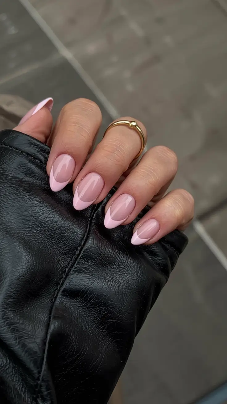 pink fall nails 2025 Blush French Revival