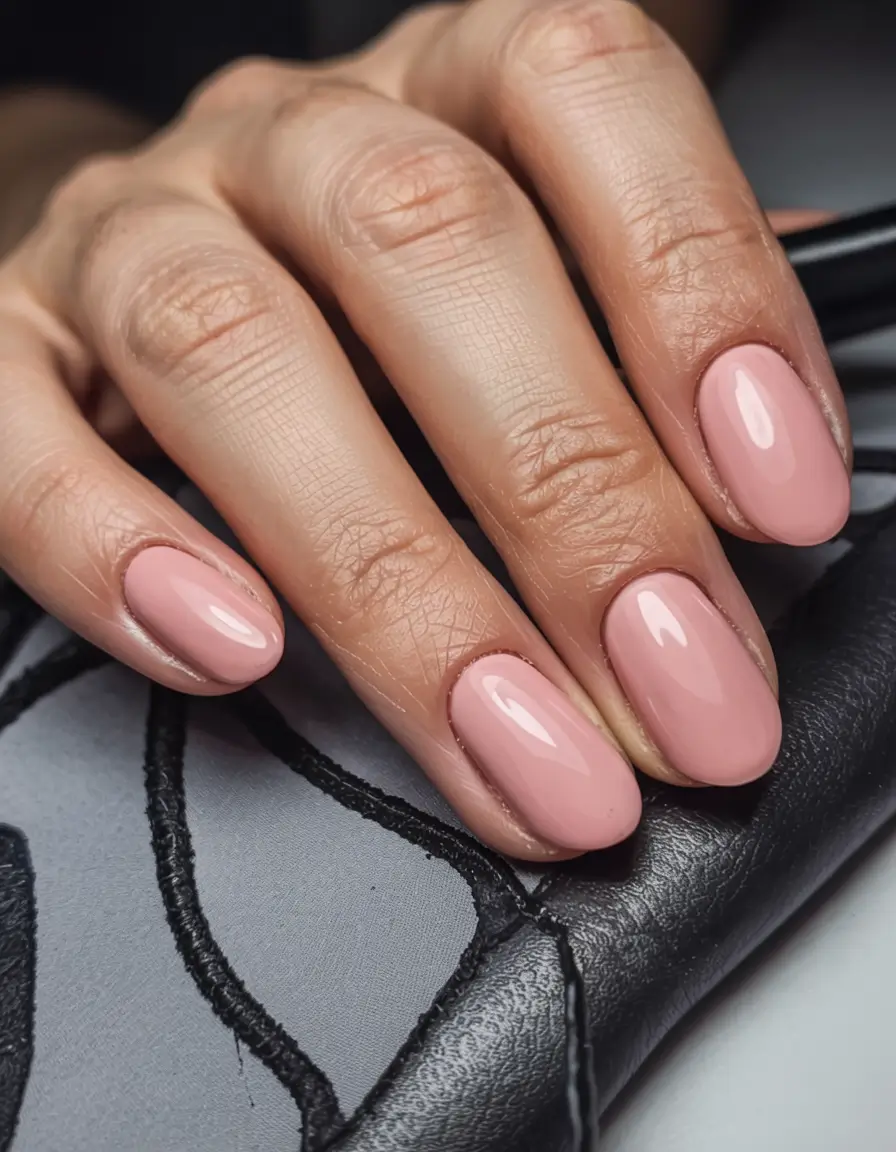 pink fall nails 2025 Romantic Nude Pink