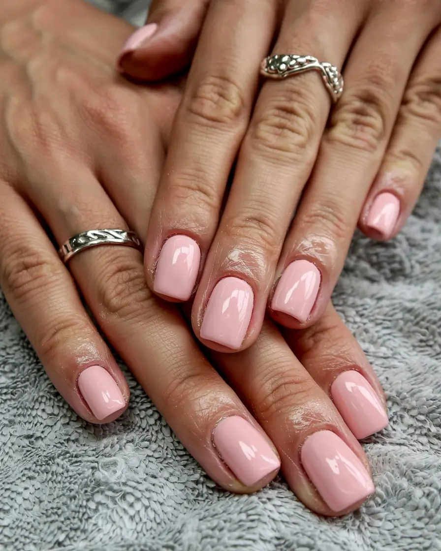 pink fall nails 2025 Classic Square Pink