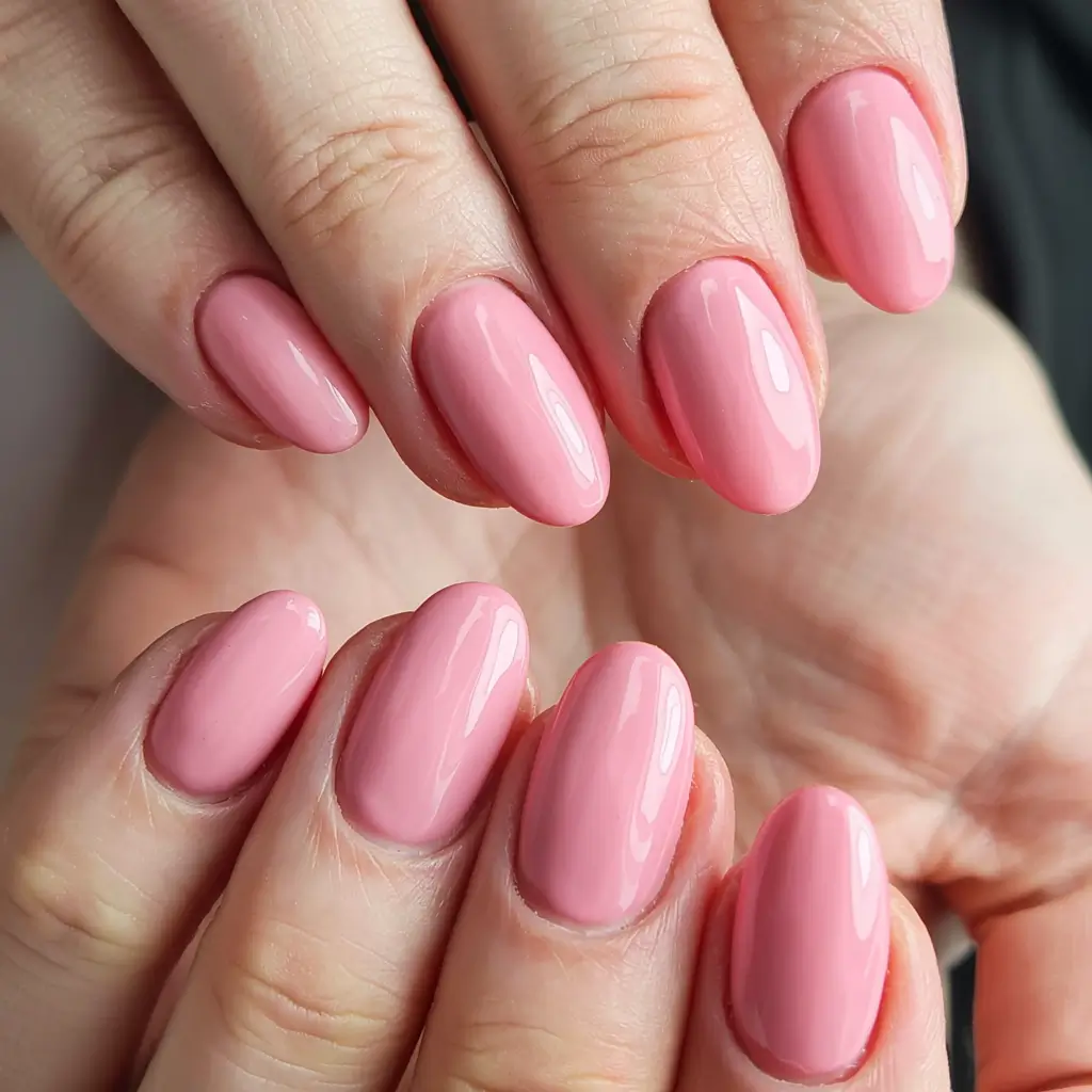 pink fall nails 2025 Classic Rosy Almonds