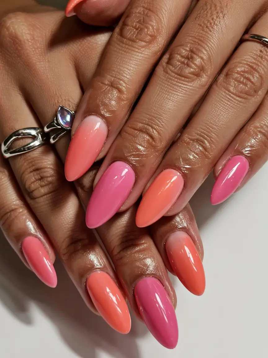 pink fall nails 2025 Vibrant Gradient Energy