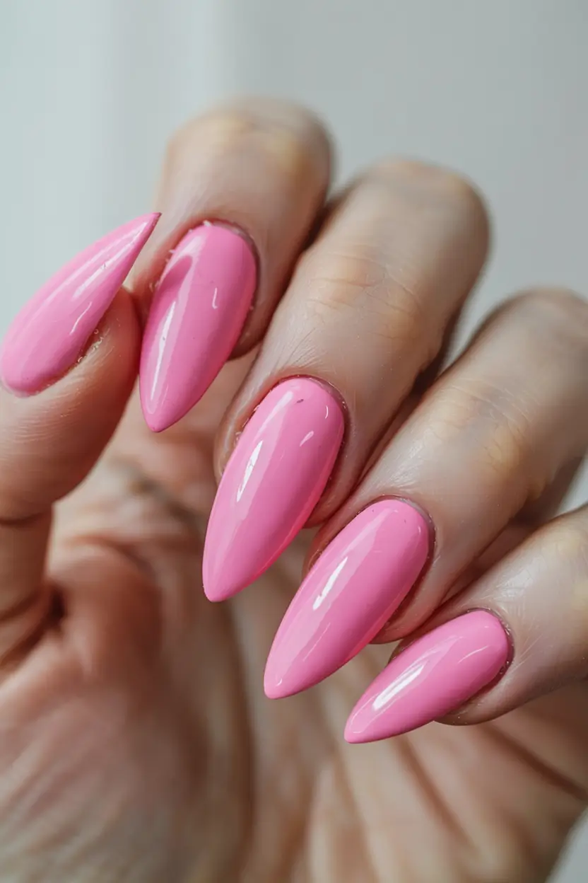 pink fall nails 2025 Sharp Pink Stilettos