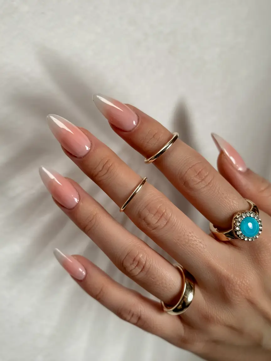 pink fall nails 2025 Classic French Fade with a Modern Twist