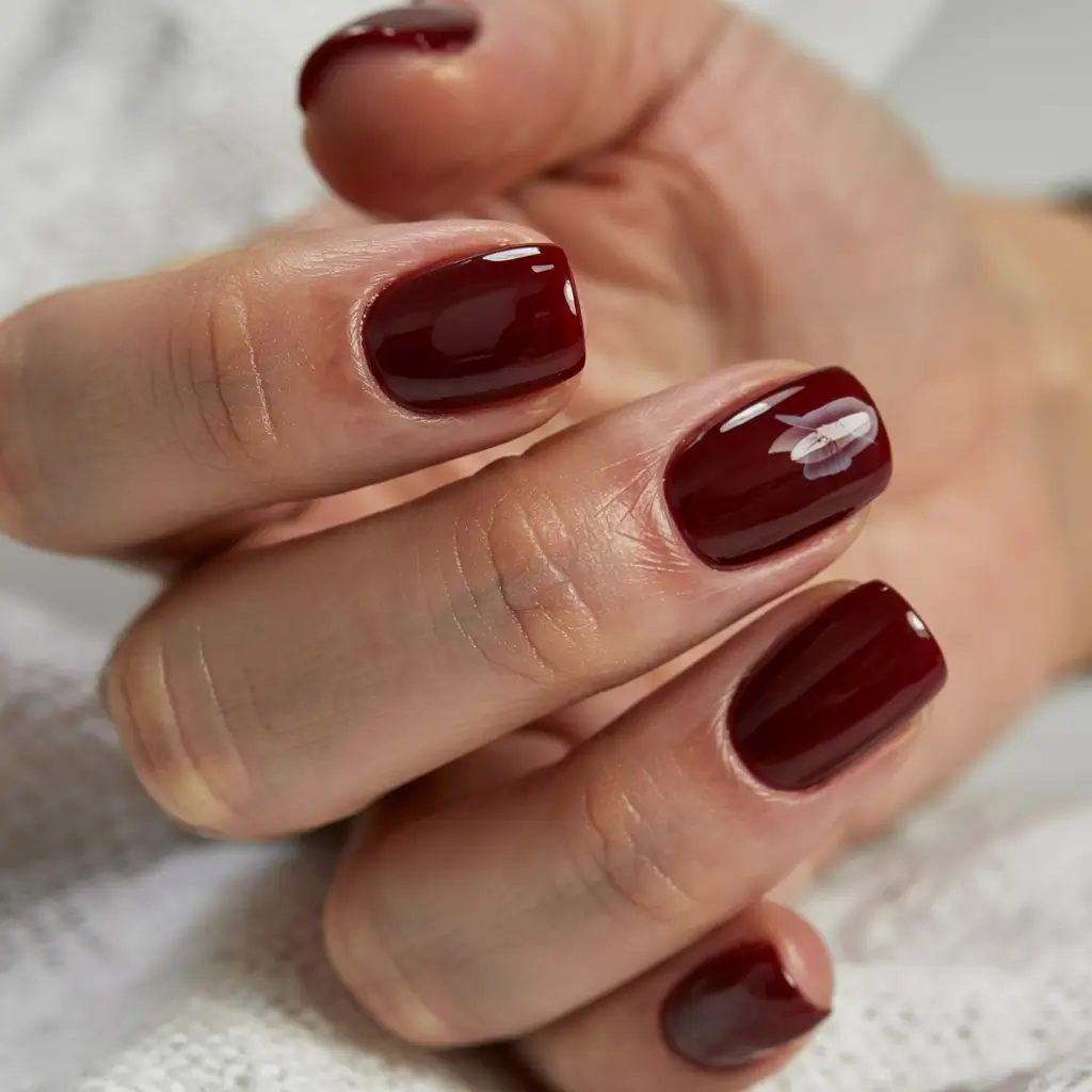 popular fall nail colors 2025 Cabernet Gloss Squares