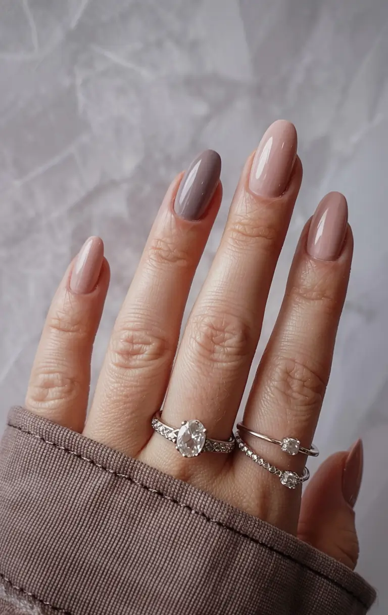 popular fall nail colors 2025 Two-Tone Neutrals