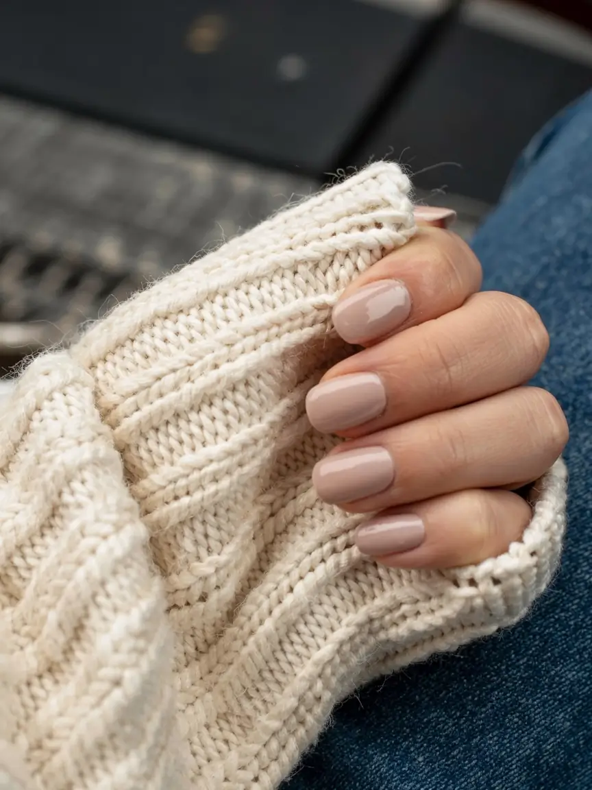 popular fall nail colors 2025 Soft Beige Knit Companion
