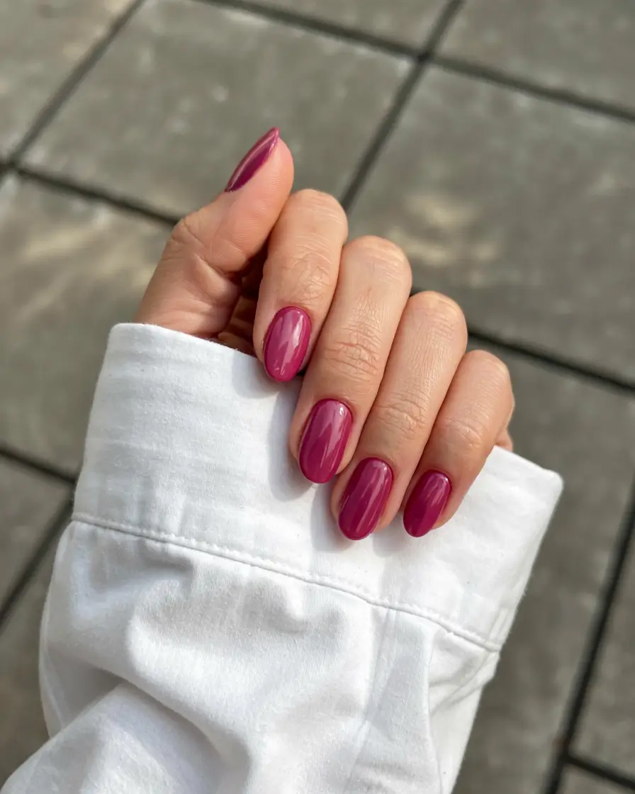 popular fall nail colors 2025 Plum Gloss Ovals