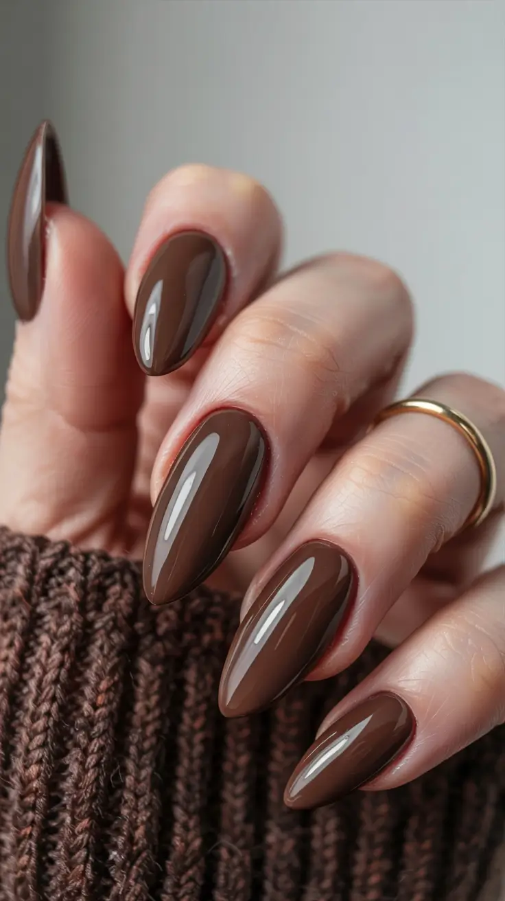 popular fall nail colors 2025 Espresso Almond Drama
