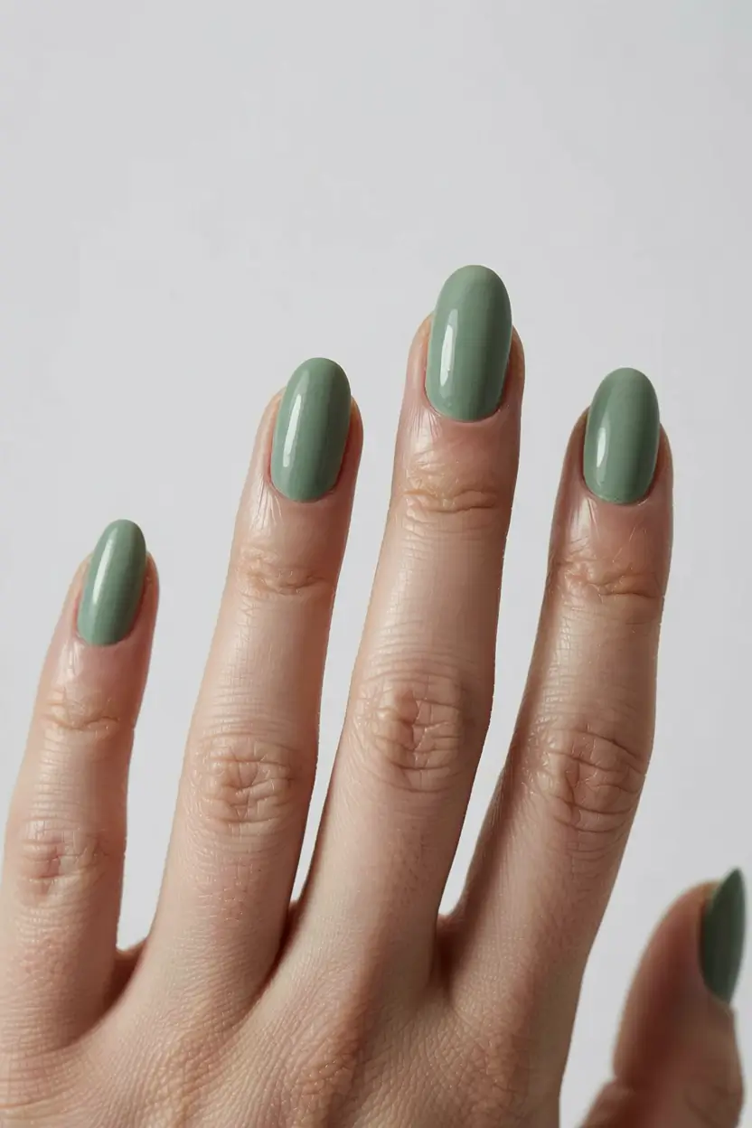 popular fall nail colors 2025 Sage Green Calm