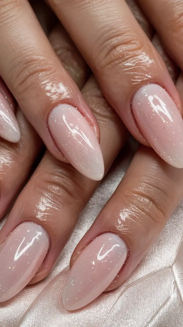 popular fall nail colors 2025 Frosted Pink Glow