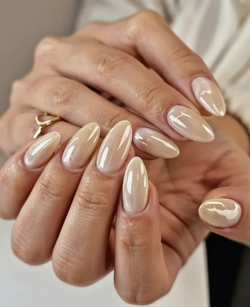 popular fall nail colors 2025 Caramel Nude Elegance