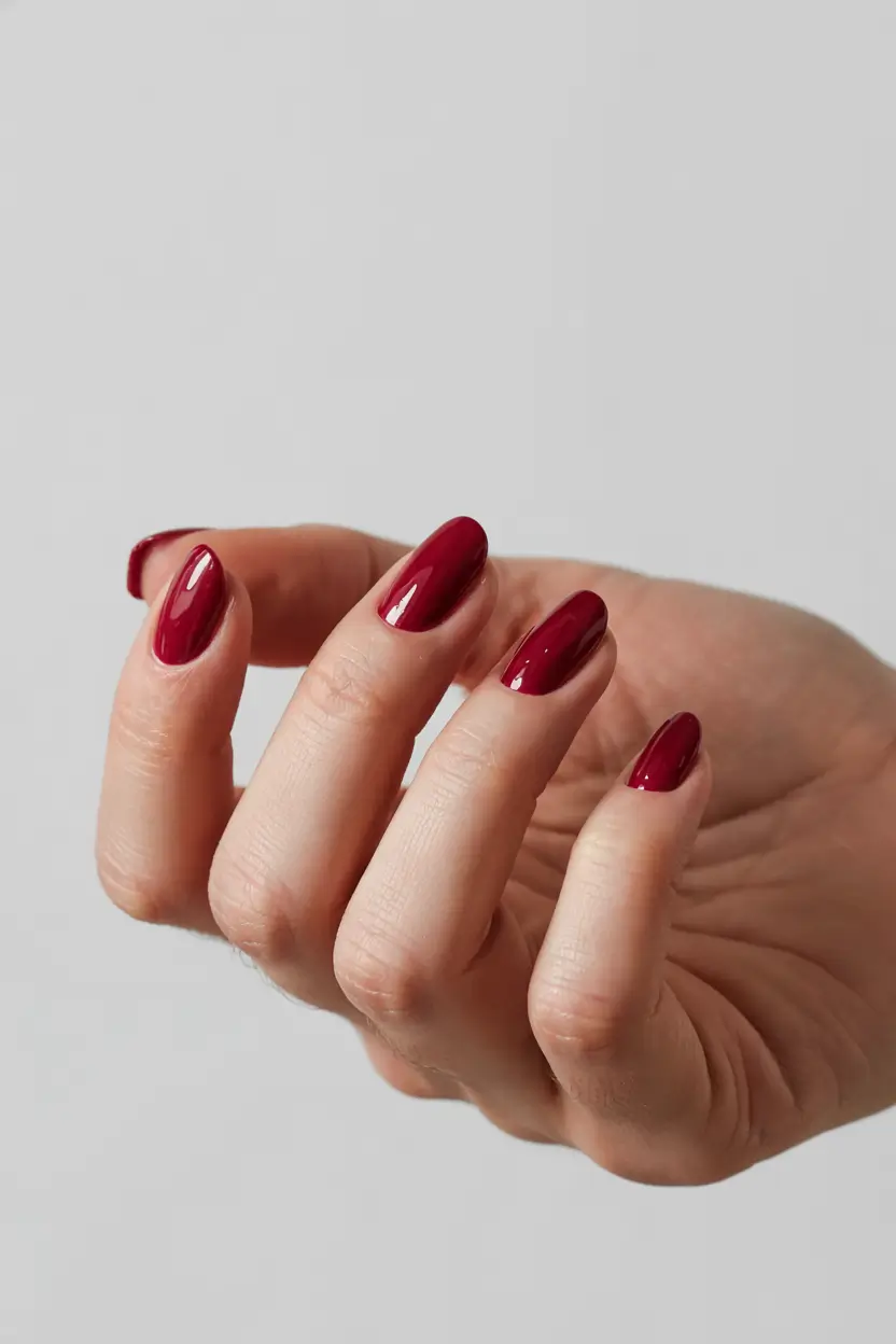 popular fall nail colors 2025 Burgundy Oval Romance