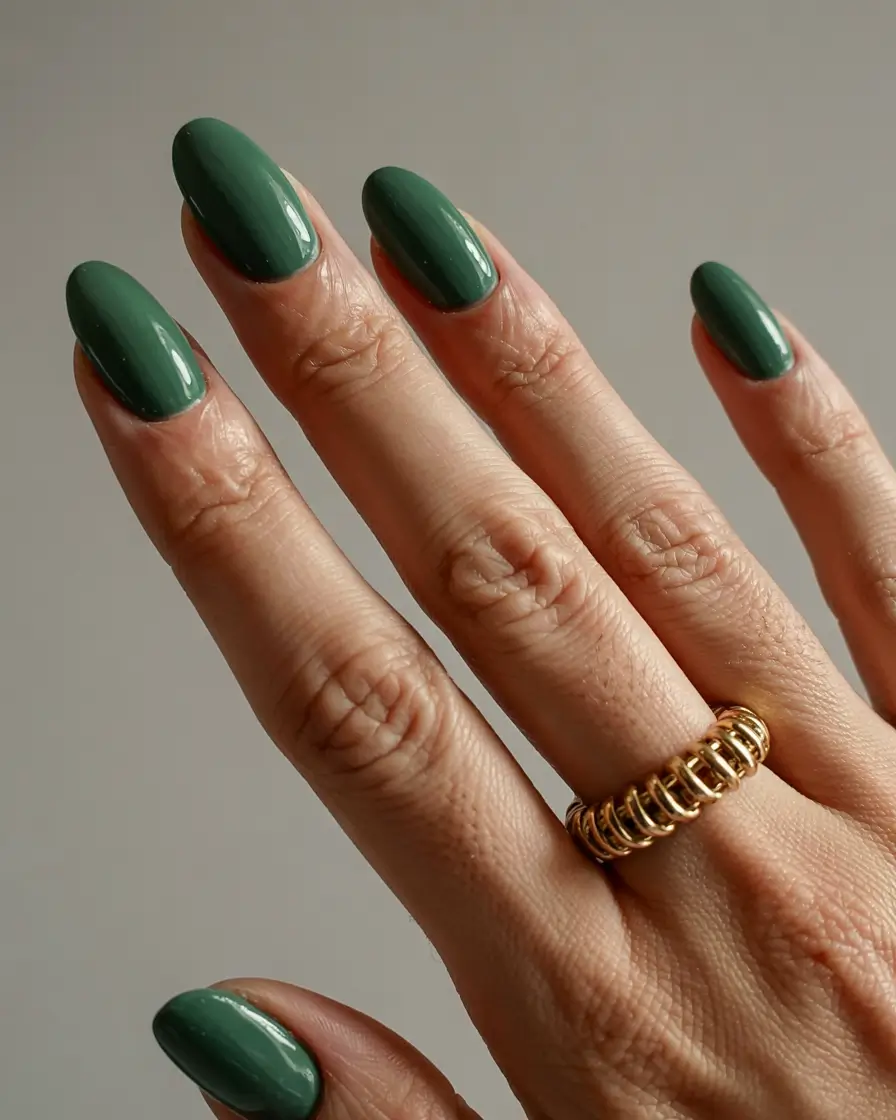 popular fall nail colors 2025 Evergreen Luxe