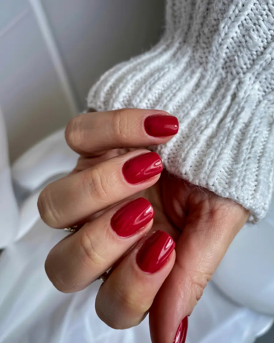 red fall nails 2025 Cozy Cherry Shorties