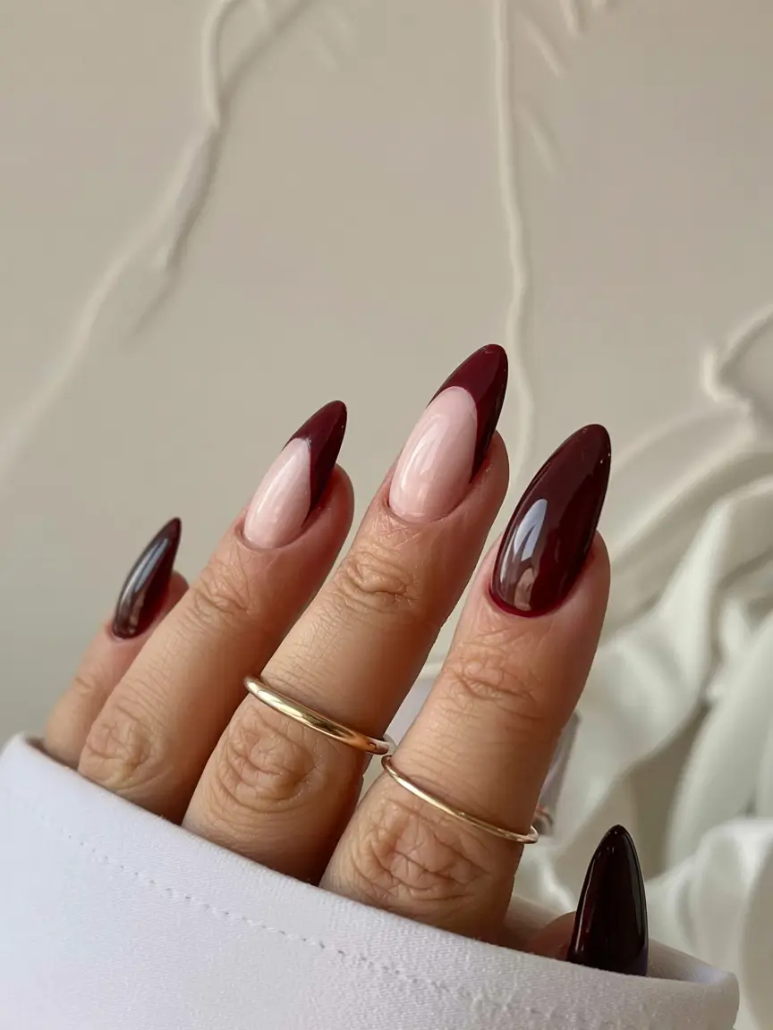 red fall nails 2025 Edgy Bordeaux Tips