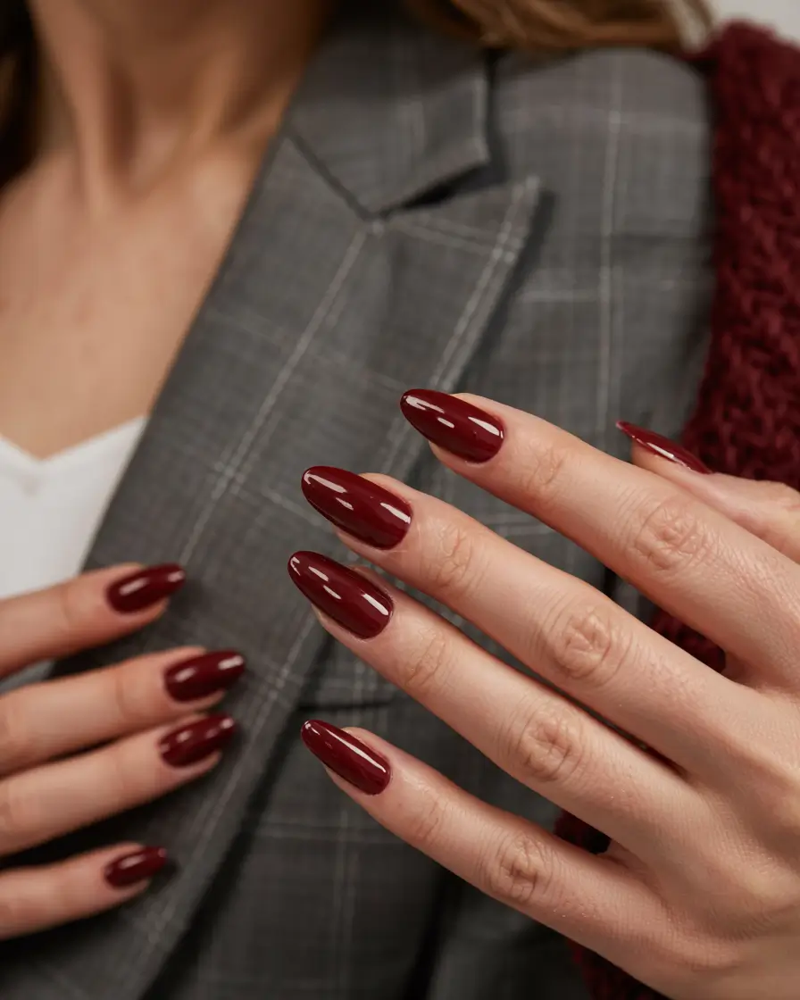 red fall nails 2025 Burgundy Business Luxe