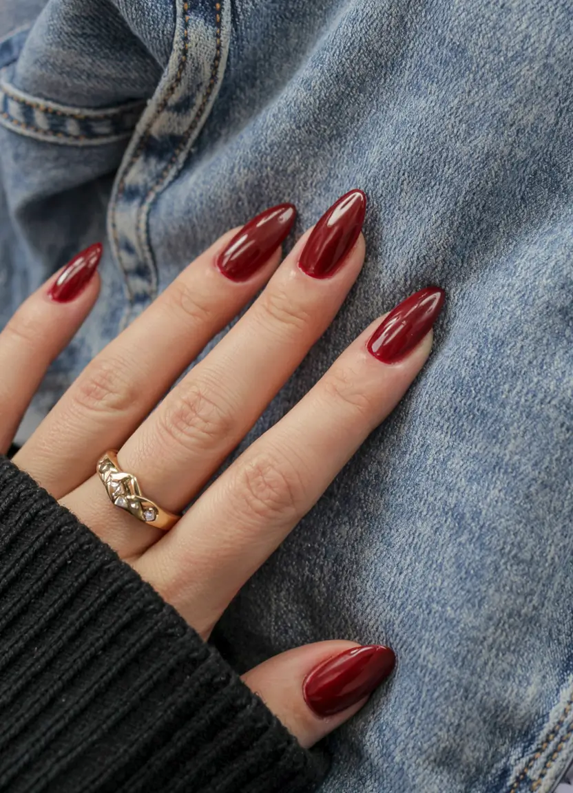 red fall nails 2025 Wine Red Everyday Chic