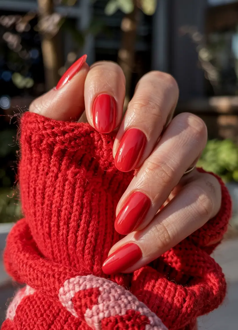 red fall nails 2025 Frosty Crimson Glow