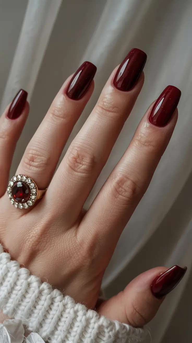 red fall nails 2025 Deep Garnet Sophistication