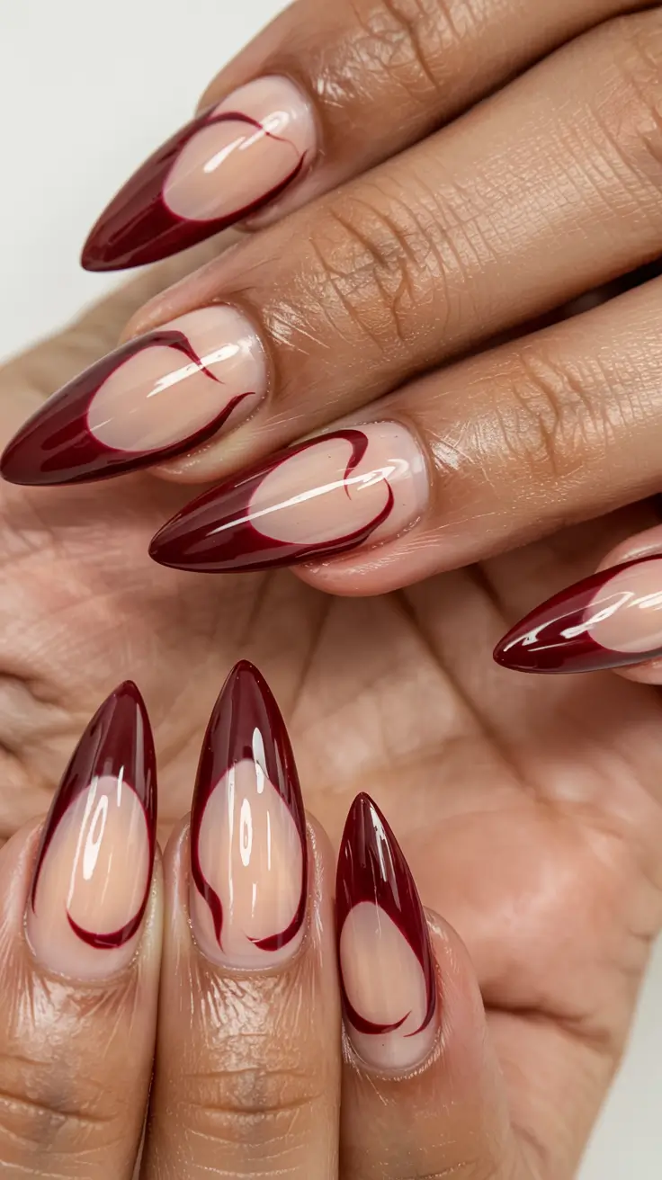 red fall nails 2025 Playful Heart Lines