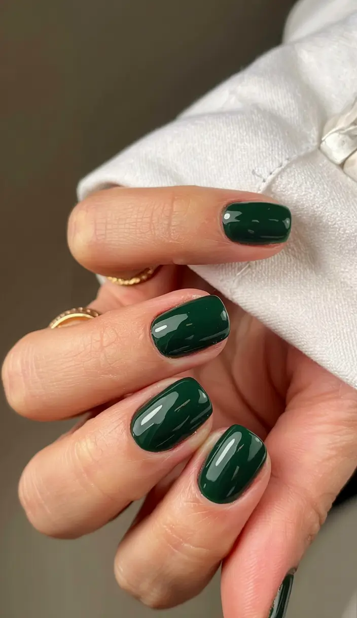 round fall nails 2025 Forest Green Gloss