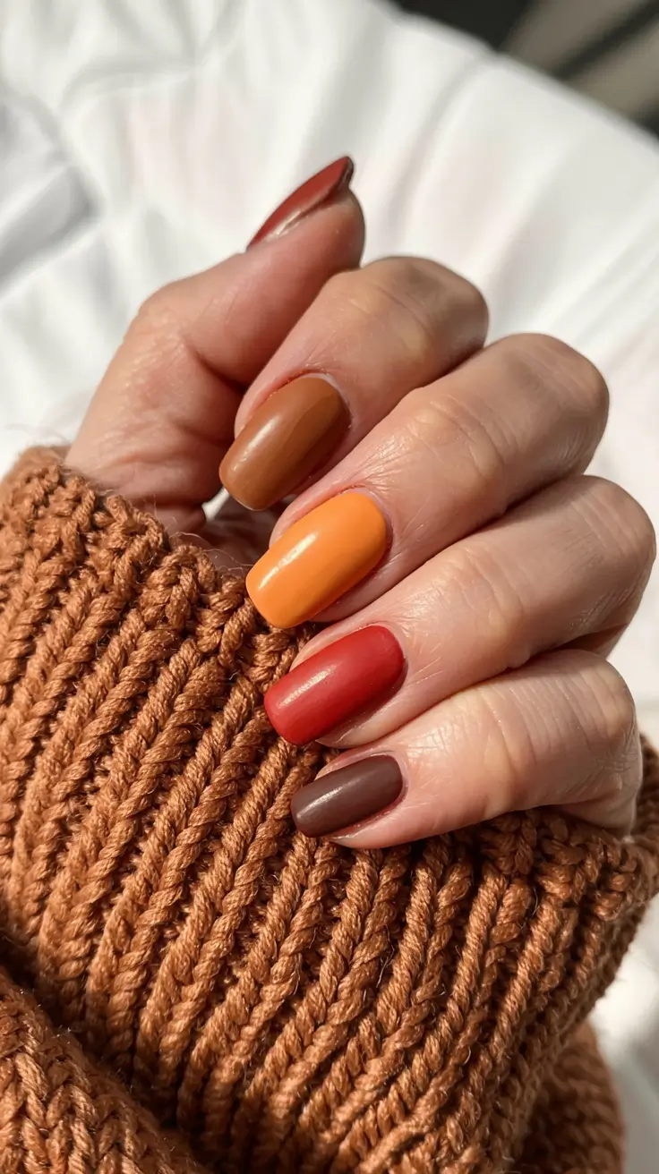 round fall nails 2025 Autumn Gradient Warmth