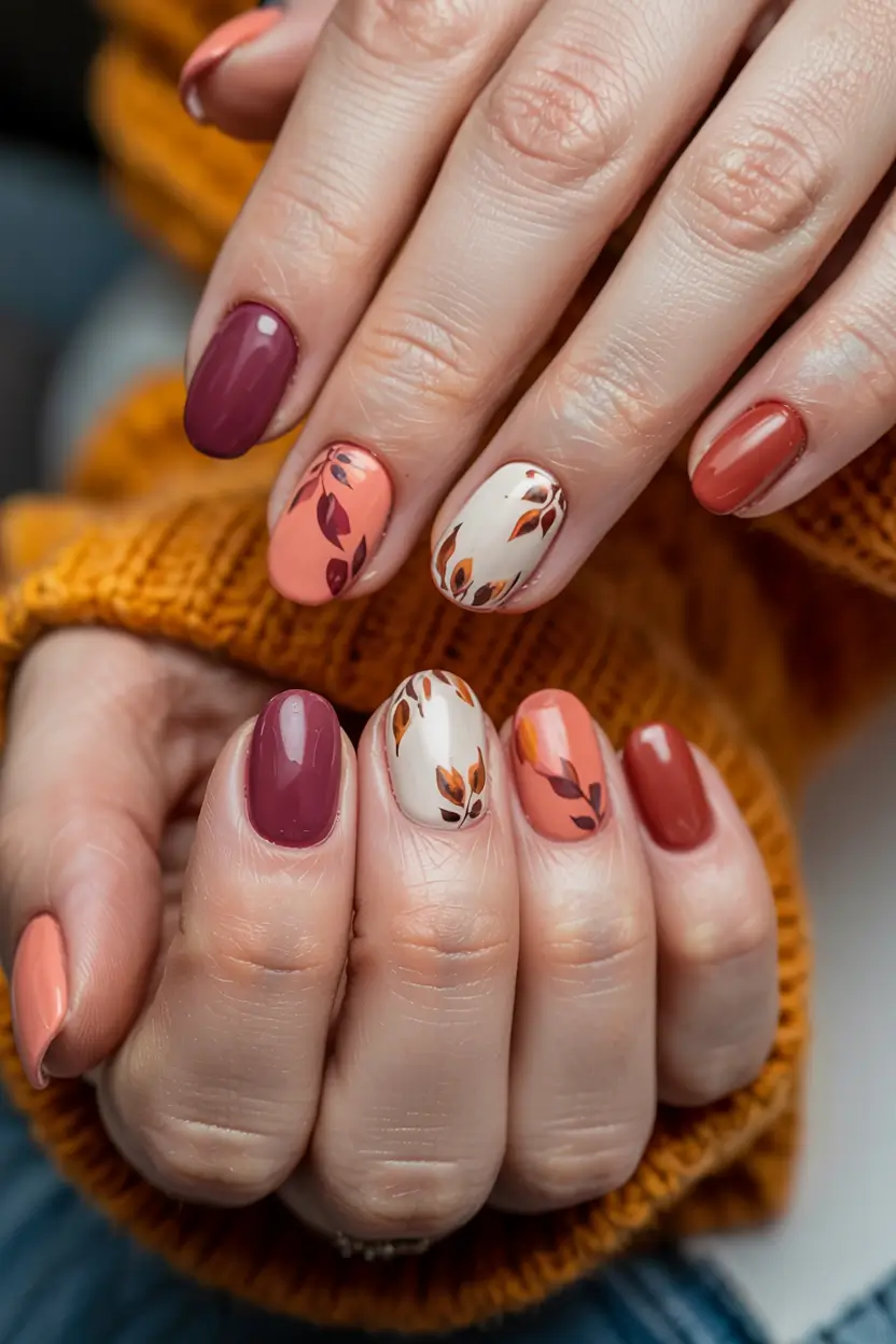 round fall nails 2025 Autumn Leaf Artistry