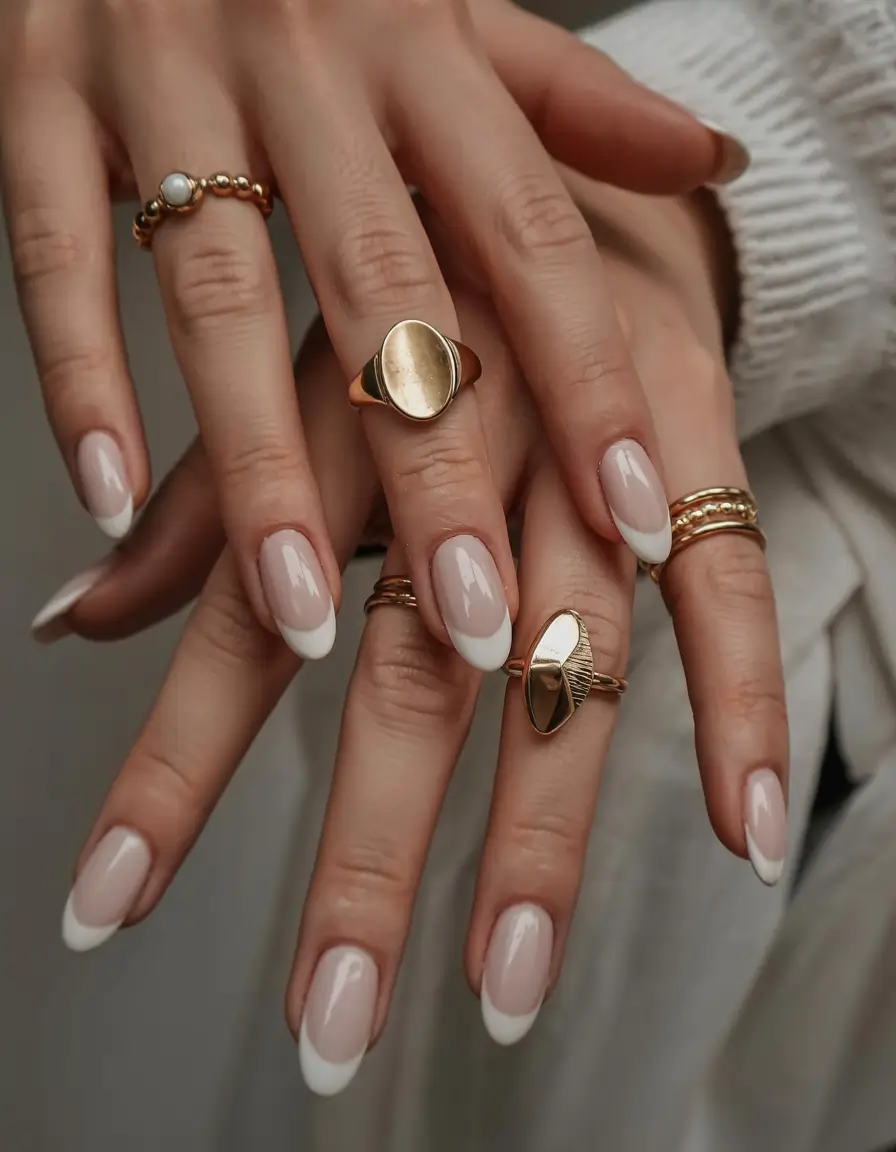 round fall nails 2025 Modern French Minimalism
