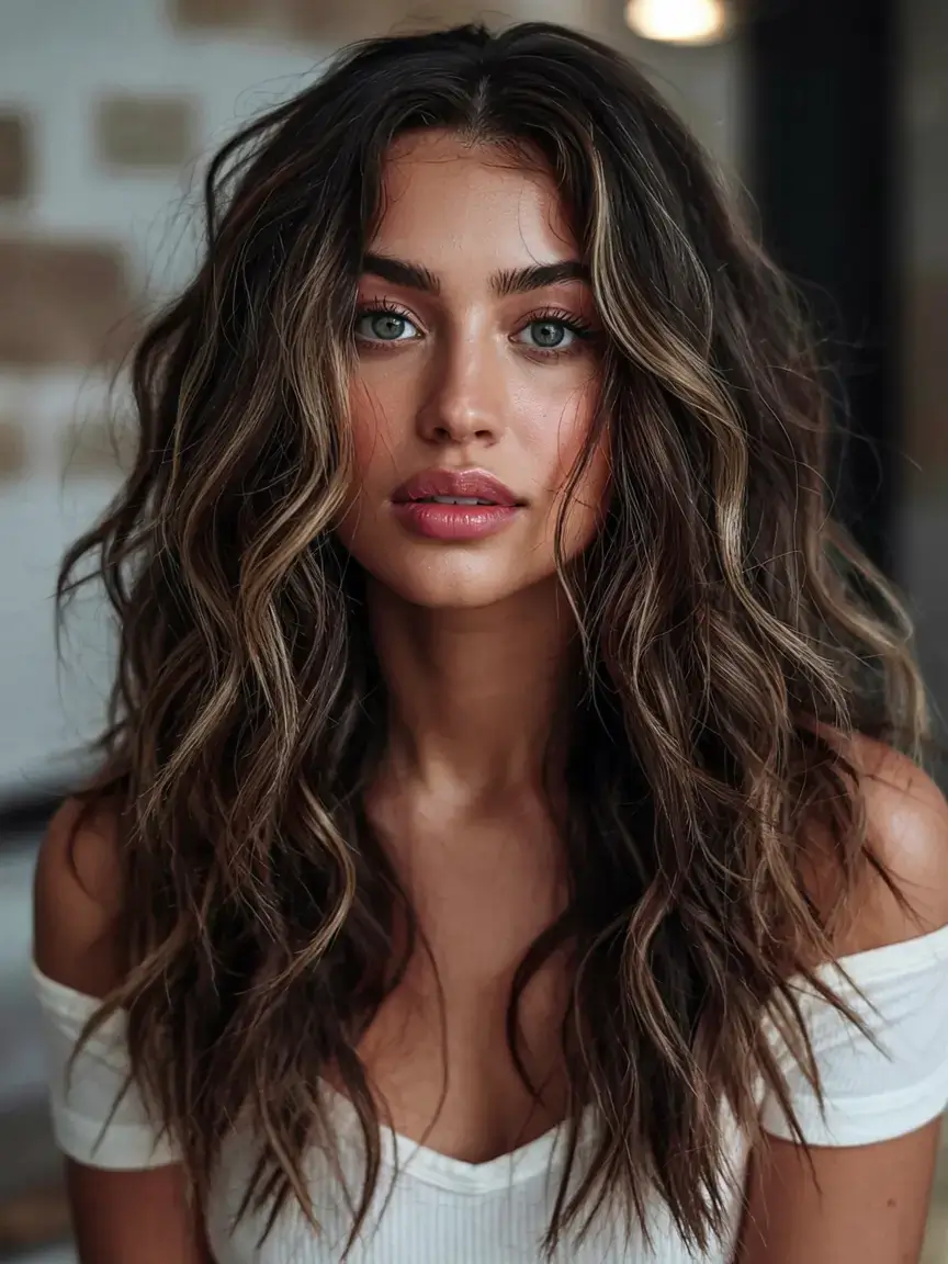 september hair color ideas fall trends for 2025+Cool Brunette with Vanilla Poplights