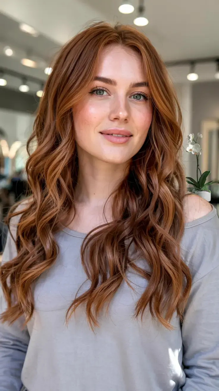 september hair color ideas fall trends for 2025+Cinnamon Latte Waves with Subtle Lift