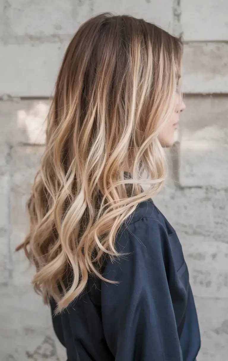 september hair color ideas fall trends for 2025+Golden Cream Ends with Latte Root
