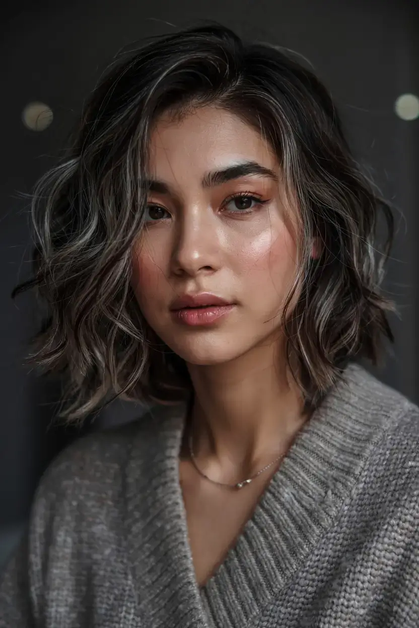 september hair color ideas fall trends for 2025+Smoky Mocha Textured Bob