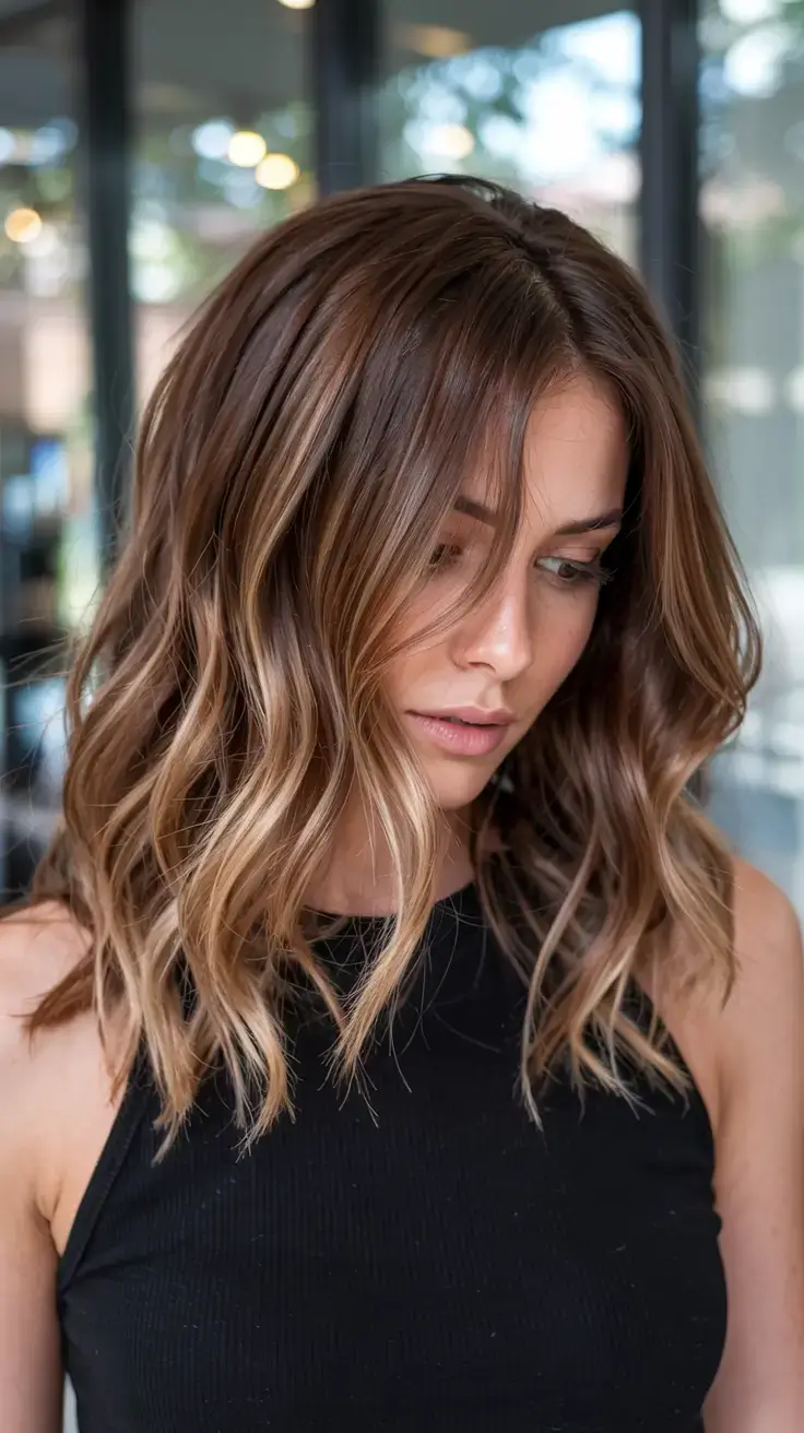 september hair color ideas fall trends for 2025+Melted Caramel Ribbon Balayage