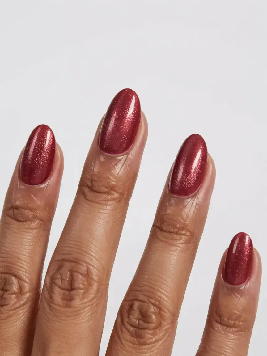 september nails color ideas 2025 Sparkling Crimson for Subtle Drama