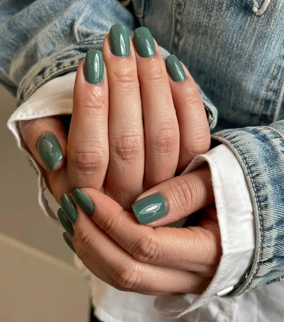 september nails color ideas 2025 Jade Green for Laid-Back Edge