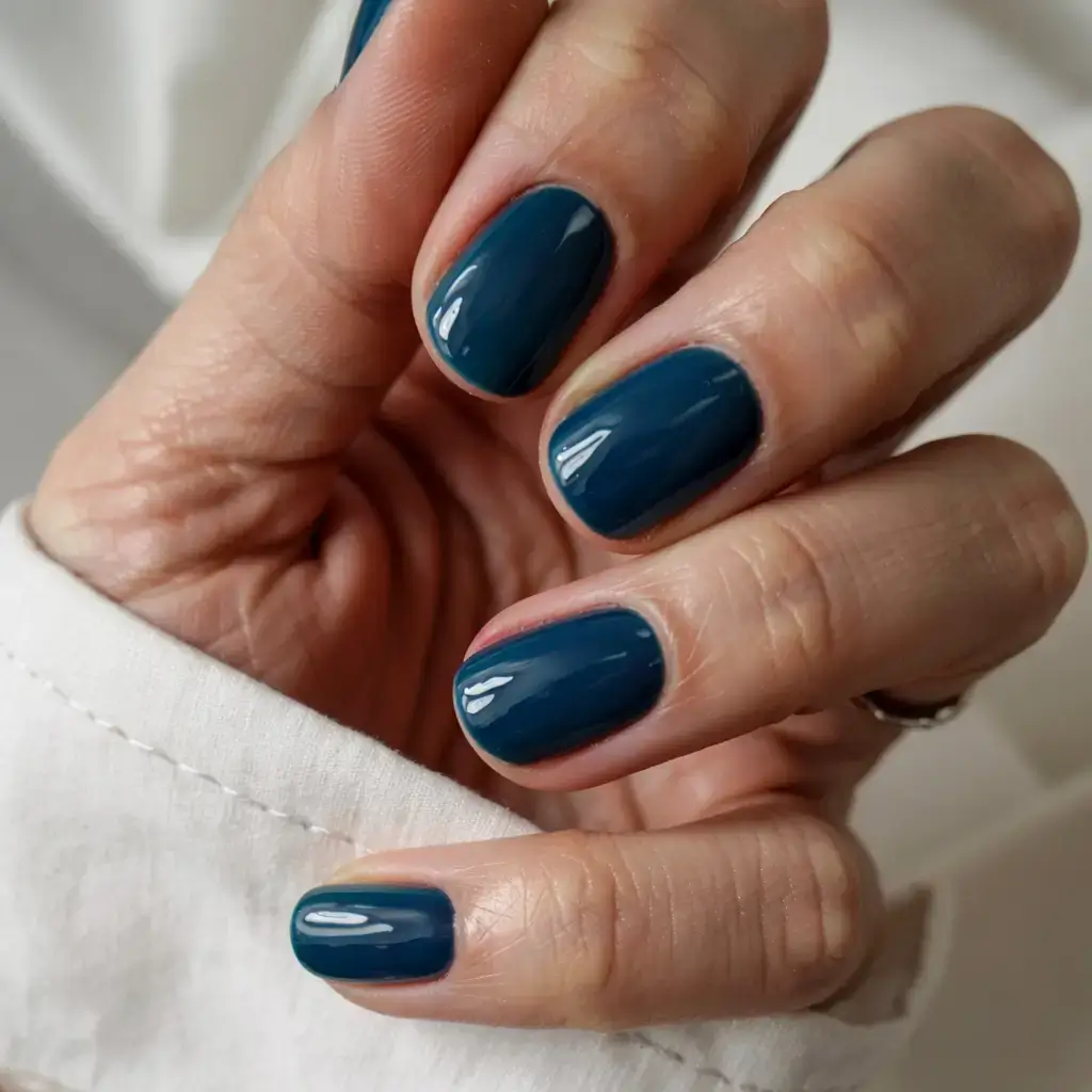 september nails color ideas 2025 Midnight Teal for a Bold Switch-Up