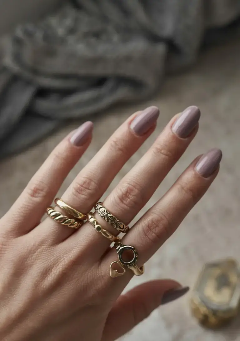 september nails color ideas 2025 Dusty Lilac for Soft Glam September