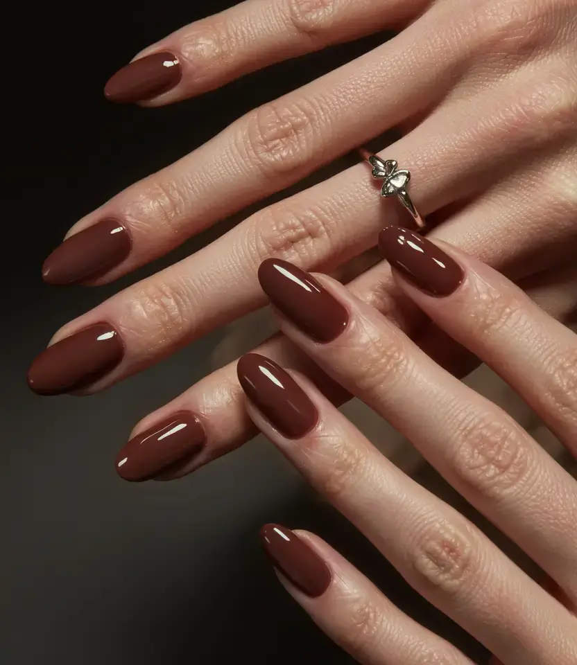 september nails color ideas 2025 Chocolate Ganache for Late Night Fall Feels