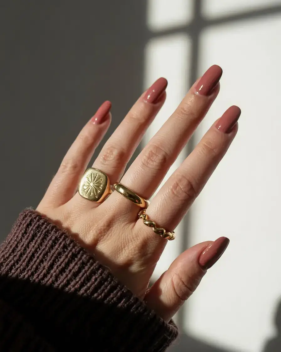 september nails color ideas 2025 Clay Rose with a Hint of Mauve