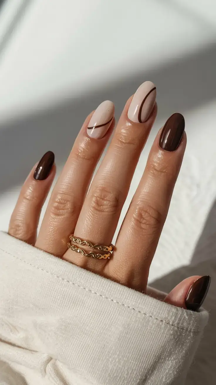september nails design fall trends for 2025 Mocha Curve Simplicity