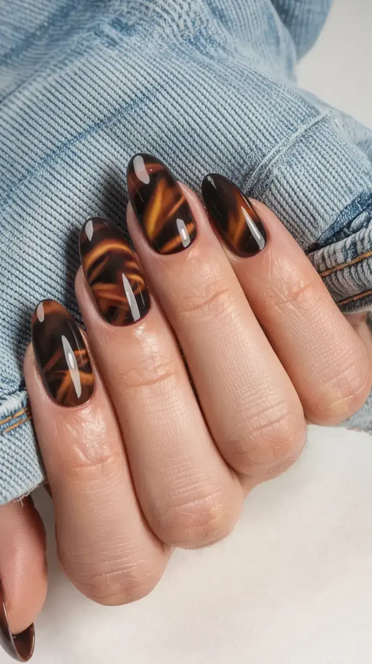 september nails design fall trends for 2025 Tortoiseshell Is the New Neutral