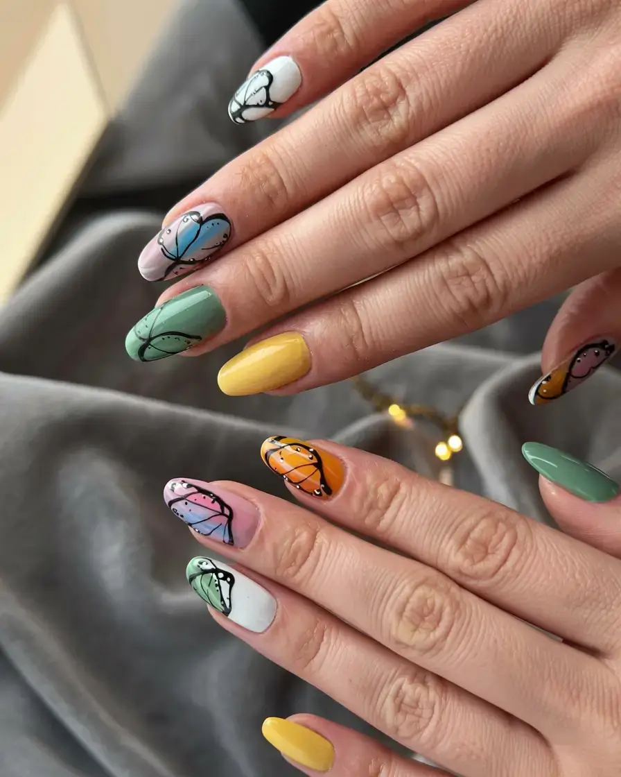 september nails design fall trends for 2025 Fall Butterflies in Bloom